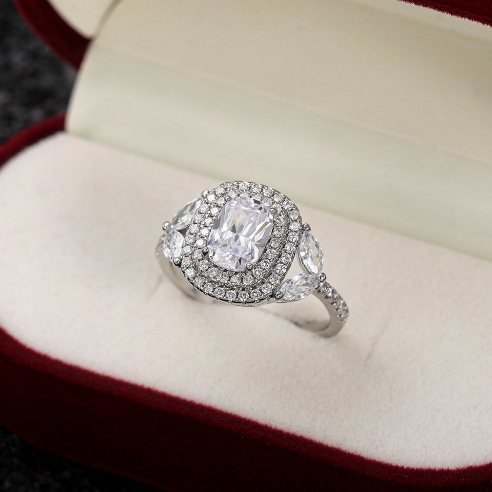 Crystal Shiny Large Oval Macro Pave Wedding Romantic Ring for Women, K872 - Picture 10 of 12